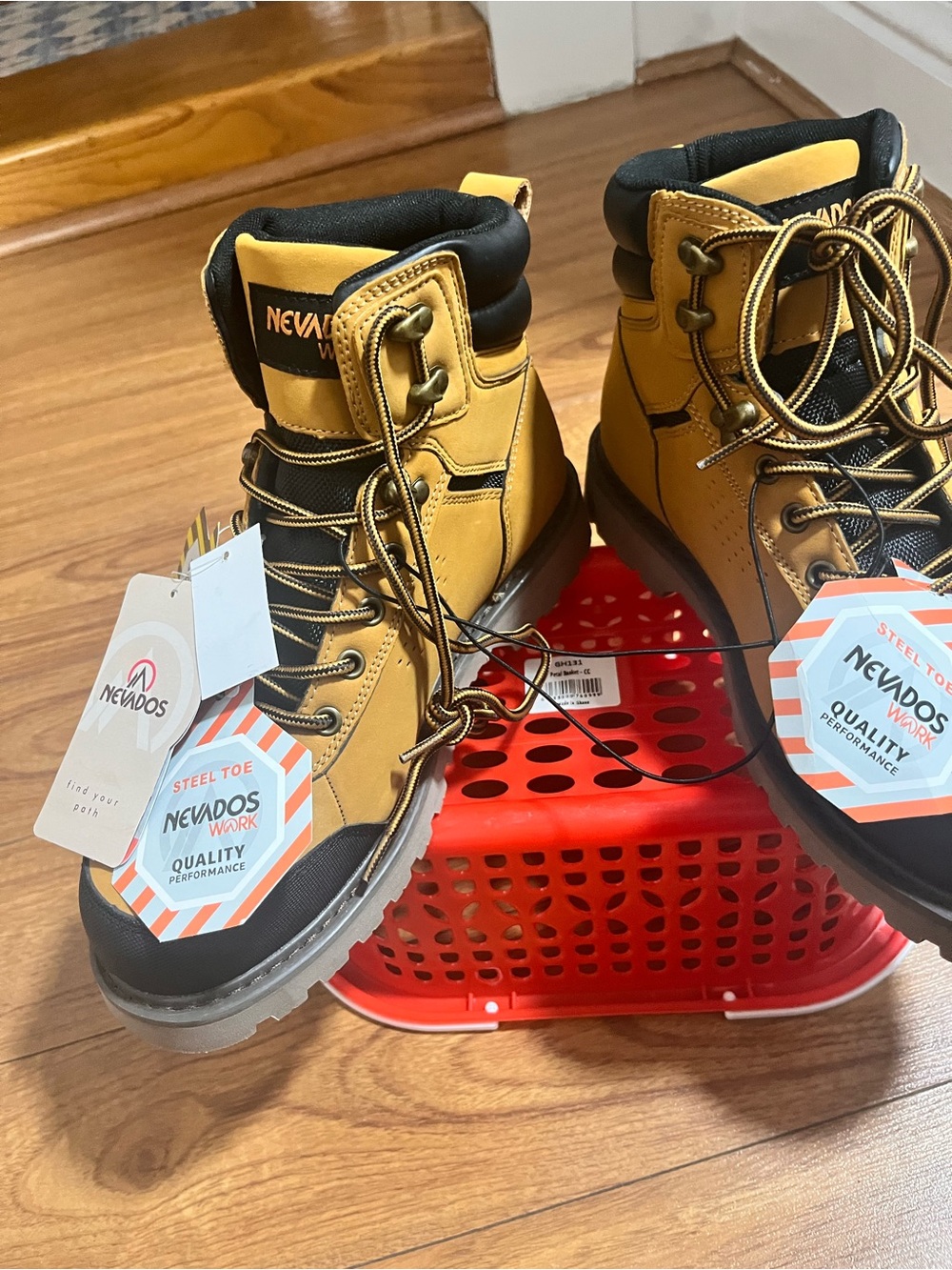 ' Yellow Steel-Toe Work Boots
